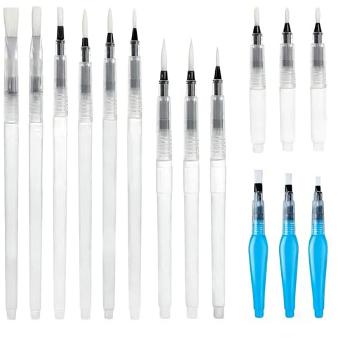 18pcs Refillable Watercolour Brush Pens Set Watercolour Brush Set With Refillable Reservoir Water Brushes With Fine, Medium And Large Tips For Painting, Calligraphy, Sketching