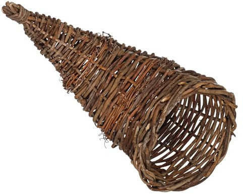 Holibanna Cesto in Rattan a Forma di Corno di Mucca per Ripiano, Cesta Portaoggetti Naturale e Rustica per Conservazione Pratica e Decorazione Casa