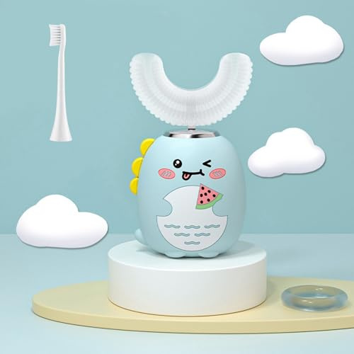 SmylePro Kids — Brosse à dent automatique enfant, Brosse a Dent Enfant 2 Ans et + avec Tête en Silicone Souple, U-Shape Électrique Étanche, DinoBrosse pour Enfants 2-6/6-12 Ans (Vert, 2-6)