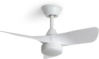 LEDKIA LIGHTING Ventilador de Techo con luz Silencioso DC Ventos Blanco Mando a Distancia Pequeña (hasta 10 m²) 76 cm Blanco