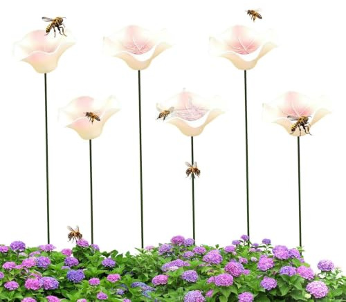 Abreuvoir pour Abeilles 6 Pièces Bain D'Oiseau en Céramique | Coupelles à abeilles en céramique pour les Papillons, les Oiseaux, l'Extérieur, Jardin, Terrasse, Pelouse,