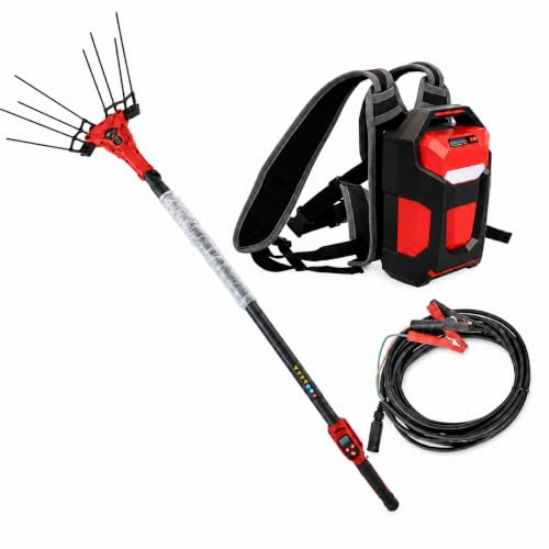 pedenencelia Abbacchiatore Elettrico per Olive, Macchina Raccogli Olive 250 W/600 W con Asta Telescopica 2 M–3 M, 6 Livelli di Vibrazione Regolabili, Manico con Display LED, Batteria A Zaino 600w