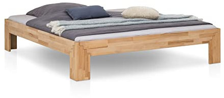 WOODLIVE DESIGN BY NATURE Massivholz-Bett Selina 200 x 200 cm aus Kernbuche, als Doppel- und Jugend-Bett verwendbar