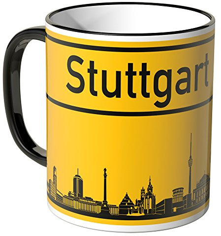 WANDKINGS® Tasse, Skyline Stuttgart - SCHWARZ