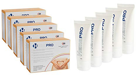 Hémorroïdes - 5 Hemapro Pills + 5 Hemapro Cream: Pilules et Crème pour prévenir et soulager les hémorroïdes