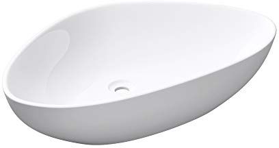 Mai & Mai Lavabo sobre Encimera Lavabo Baño | Triangular | Blanco Brillante | Cerámica | 66,5x44x14cm | sin Orificio para Grifo sin Rebosadero | Brüssel895 | Lavabo Lavabo, Cerámica, para baño moderno, conexión estándar, BR895