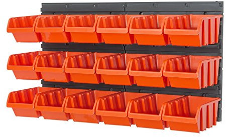 Prosperplast Wandregal Lagerregal Regale inkl. Stapelboxen Gr. 3 orange Werkstatt
