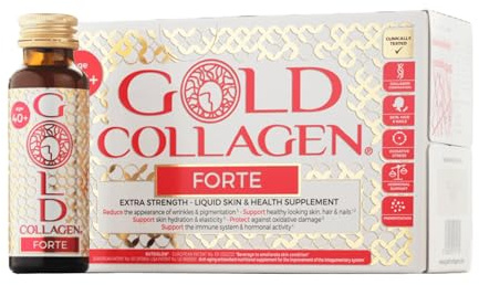 GOLD COLLAGEN Forte - Anti Wrinkle Collagen Supplements for Women & Men with Biotin, Vitamin C, Hyaluronic Acid, Marine Collagen for Hair Skin Nail - Antioxidant, Immune System Booster 1 Pack 10x50 ml