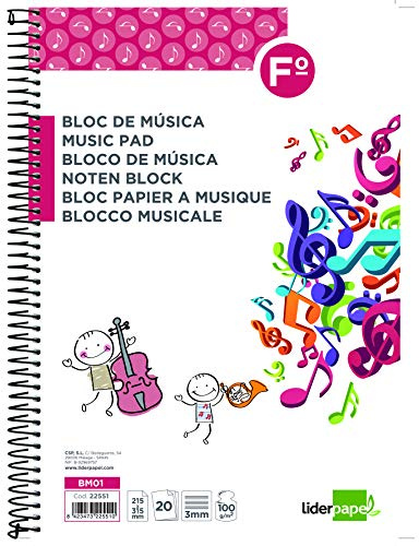Liderpapel Notenblock Pentagrama 3 mm Folie. 20 Blatt 100 g/m² Folio