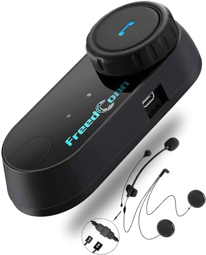 FreedConn Motorcycle Helmet Bluetooth Headset,TCOM VB with Music Sharing 2-Riders 800M Universal Intercom Communication Systems,Waterproof Motobike Interphone/FM/Siri/BT5.0/2 in 1 Mic for All Helmets