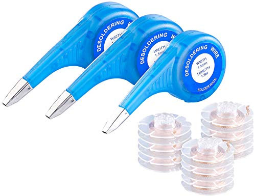 AGT Lötwerkzeuge: 9er-Set Entlötlitzen mit 3 Spendern, beschichtet, je 1,5 mm x 1,5 m (Entlötband, Entlötsauglitze)