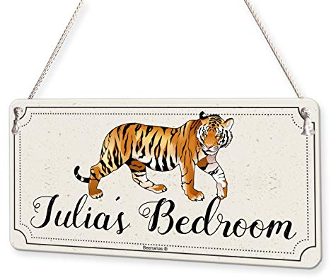 Beenanas Tiger Wild Animal Personalised Childs Bedroom Door Sign Name Plaque