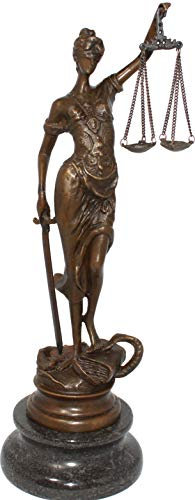 Antik 2000 Bronzeskulptur Justitia Göttin der Gerechtigkeit Bronzefigur Handarbeit Signiert