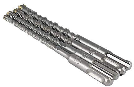 SDS Plus - Jeu de forêts 6/8/10/12 x 160 mm - Perçage béton/pierre naturelle/mur maçonnerie - 4 pointes métal dur - Fer d'armature