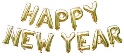 Cavore Luftballon Happy New Year Banner in Gold metallic – XL Schriftzug-Girlande zum Aufhängen für eine stilvolle Silvester Deko 2026