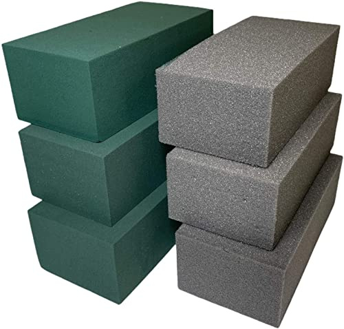 3 Dry and 3 Wet Floral Foam Blocks for Fresh Flowers- Rectangular Flower Sponge Bricks - High Density Floristry Foam Block for Artificial Flower Arrangement Supplies