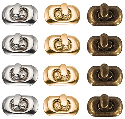 Dtoterul Drehverschluss Tasche 12 Stück Twist Turn Lock Geldbörse Sperre Verschlüsse für Taschen Drehverschluss Twist Turn Lock Metall Drehverschluss Geldbörse Push Lock Set Tasche Lock