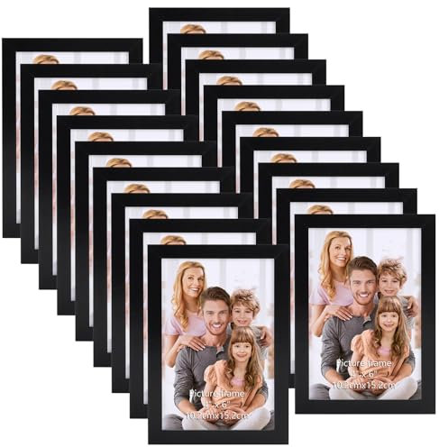 Hoikwo 18 Stück Bilderrahmen 10x15 cm, Schwarz Fotorahmen Collage Set für Wohnzimmer Schlafzimmer Kinderzimmer Büro Treppenhaus Flur, Wand- oder Tischaufsteller