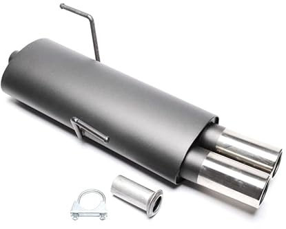 Sportendschalldämpfer Sportauspuff Endschalldämpfer Stahl 2x76mm rund gebördelt mit ABE für 206 Typ 2 - Eintragungsfrei - 1034183