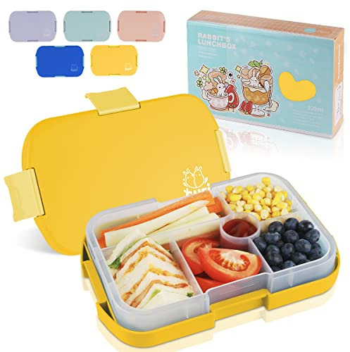 hombrima Kids Bento Lunch Box with 6 Compartments, Lunchboxes for Childrens Girls Boys Adults Work School, BPA Free, Leakproof, Microwave Safe(Yellow)
