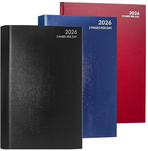VIVAAS Agenda clásica 2025 A5 con 2 páginas completas por día, agenda anual para citas, oficina, oficina, hogar, viajes, organización, citas (al azar)