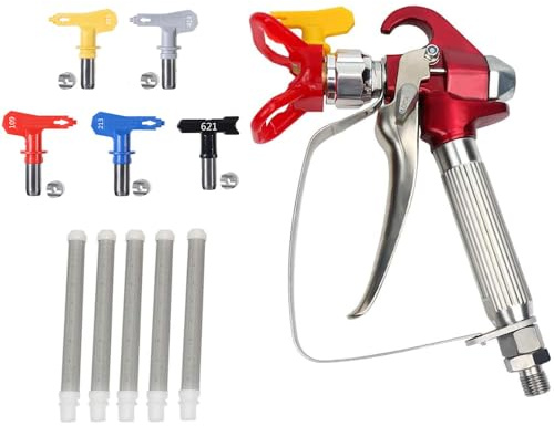 Dent-de-lion Airless Pistolet Peinture Haute Pression XS-818 +5 Pièces Buse d'embout De Airless Pistolet Peinture (109,213,315,413,621) +5 Pièces Airless Peinture Pistolet Filtre