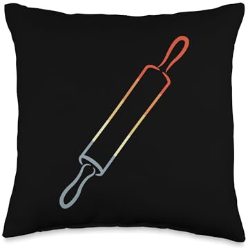 Vintage Rolling Pin Sketch Bakery Worker Throw Pillow