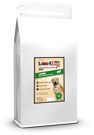 Love4Dogs Adult Trockenfutter 12 Kg | Angus Rind mit Süßkartoffel und Karotte | ohne Zusatzstoffe | Premium Alleinfutter für Adulte Hunde