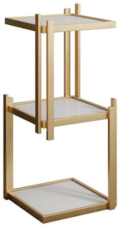ZFUCMAYL Creative Bookshelf,Geometric Bookcase with Open Cubes,Etagere Bookcase Furniture,Freestanding Storage Rack for Living Room Study Home Office(Gold,2 tier)