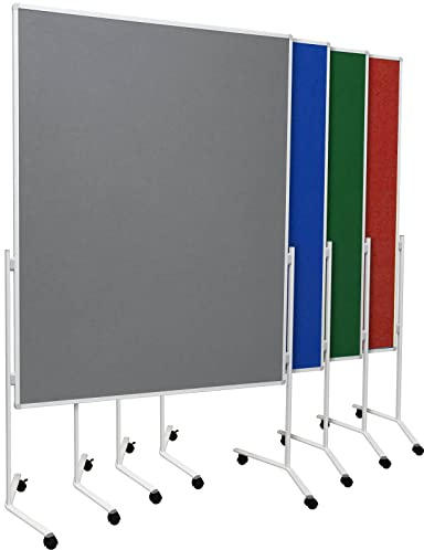 Moderationstafel UP - Filz-Metaplanwand 120x150 cm - einteilig Grau | Moderationswand mit Filz- Oberfläche & Rollen - mobil & beidseitig nutzbar - Pinntafel ideal für Büro, Schule & Seminare
