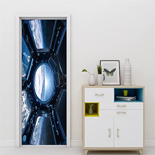 Türtapete Selbstklebend 100x200 TürPoster 3D Türaufkleber Türfolie türsticker Foto Vinyl Tür Plakat für Schlafzimmer Toilette Verschönern Deko türen Raumschiff