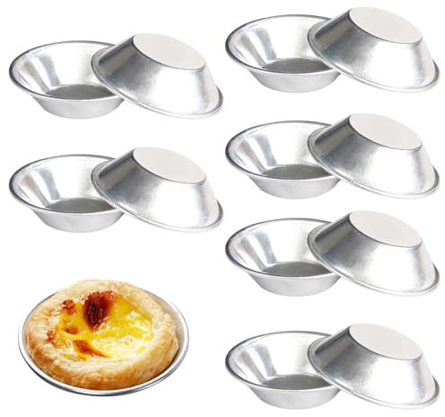 Finehenchi Yorkshire Pudding Tray, 12 Pcs Tartlet Tins Aluminum Egg Tart Molds, Reusable Non-Stick Dariole Moulds Mini Baking Cups for Egg Tarts, Fruit Pies, Air Fryer, Home Baking (Silver)
