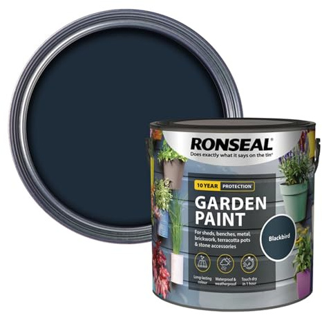 AOC24 Garden Fence Paint 2.5l – Multi-Surface Exterior Paint for Wood, Brick, Metal, Stone & Terracotta – Waterproof, Resists Fading, Matt Finish for Sheds, Fences, Garden Furniture Black Bird