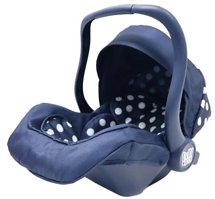 Dolly Tots Seggiolino auto per bambole in blu navy, comoda sedia da viaggio per bambole con spazio di archiviazione, con cinghia integrata per bambole fino a 45 cm, passeggino e accessori per bambole