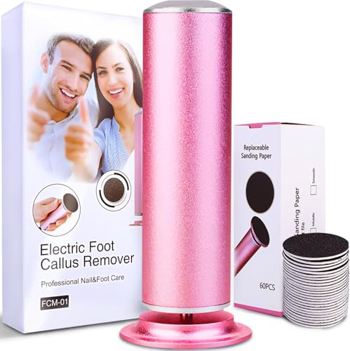 Umikk Eliminador de callos eléctrico para eliminar callos de pies, velocidad ajustable profesional removedor de callos eléctrico, 6 velocidades ajustables pedicura set (rosa)