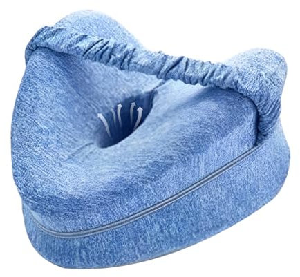 Alignment Pillow, Sciatica Pillow, Knee Pillow, Blue Heart-Shaped Memory Foam Leg Support Cushion for Side Sleepers, Supports Thighs Calves Knees and Neck, Pain Relief, and Improved Sleep Posture