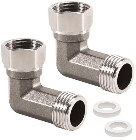 2 Stück Edelstahl Beweglich Verschraubung, 304 Edelstahl 1/2 Zoll Winkel 90 grad, 1/2 IG/AG Verschraubung, Rohrwinkel 1/2 zoll 90 grad, DN15 Rohrwinkel Bogen, Winkelverschraubung für Trinkwasser
