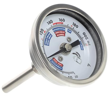 CAXUSD Termometro per Vino Acciaio Inossidabile Bimetallico Strumento Precisione per Produzione Vino e Facile da Leggere Ottimizza Processo Fermentazione e Adatto Varie Attrezzature