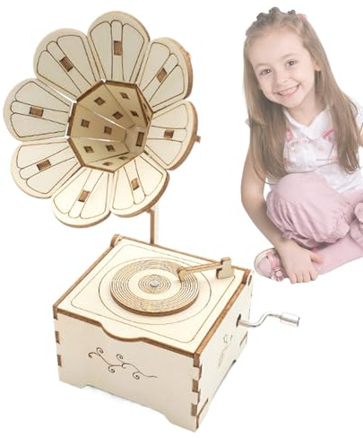 Modèle Gramophone - Vintage Phonograph Music Box | Puzzle Music Box | Décoration De Modèles en Gramophones en Bois 3D Classiques | Décor De Bureau Éducatif Et Activité Créative pour La Détente
