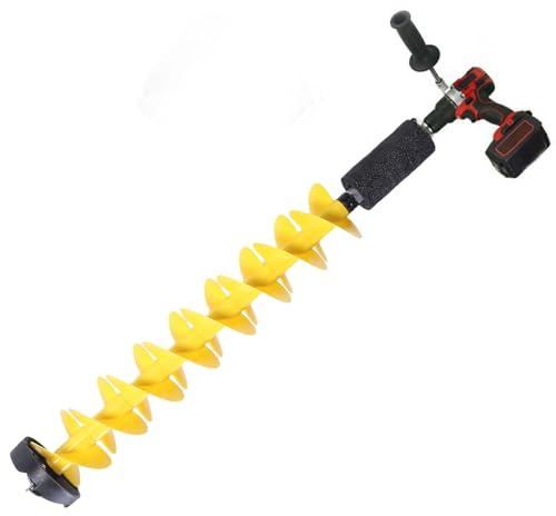 Fabater Tarière de Glace 6 Pouces, Tarière électrique avec Localisateur Flottant, Perceuse de Brise de Glace pour la Couche de Glace épaisse en Eau Profonde D'hiver, Jaune