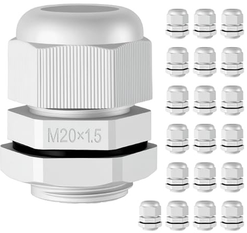 EYPINS 20 Piezas M20 Prensaestopas Eléctricos Impermeable IP68, Conectores de Cable para Cables de Ø 6-12mm, Pasacables Estanco con Tuerca, para Caja de Conexiones, Cuadro Eléctrico Exterior