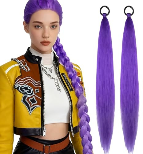 AWAVM 66cm Lunghi Viola Intrecciatura Estensioni Capelli, Pre-stretched Sintetico Intrecciatura Capelli per Costumi di Halloween, Cosplay, Feste Palco e Altro (Viola Scuro, Confezione di 2)
