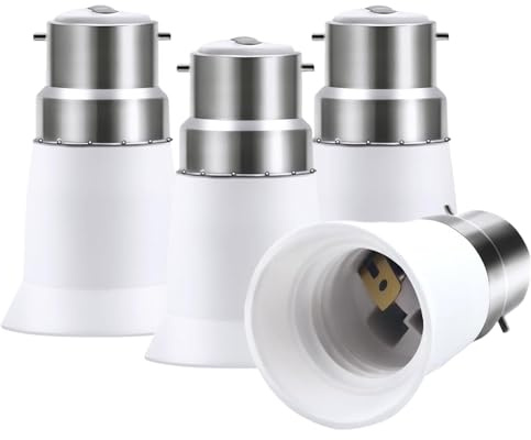 B22 to E14 Adaptor 4 Pack, BC to SES Bulb Converter, Bayonet to Small Edison Screw Adapter for Chandelier Wall Ceiling Lights, LED CFL Fitting, 120°C Heat Resistant