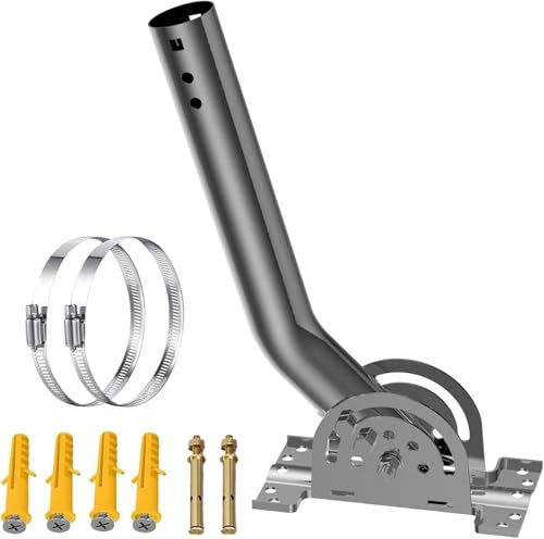430 Stainless Steel Antenna Pole Mount, 13''-160° J- Pole Mounting Bracket | Three Screw Locking, Pole/Wall Mounting Bracket for Outdoor Access Point,WiFi Extender,Cellular Signal Booster, Silver