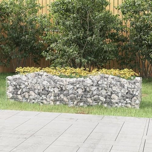 Gabionen-Hochbeet mit Hochbogen 200x50x50 cm - Verzinktes Eisen für Gartenpflege - Langlebig & Wetterfest - Ideal für Gemüseanbau & Zierpflanzen