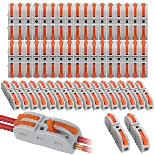 ZUPAPJO Conectores Electricos Rapidos, 50 Piezas Clemas Electricas SPL-1, Fichas de Empalme Electrico con Palanca, Clemas Electricas Rapidas, Pueden Combinar Libremente SPL1-5