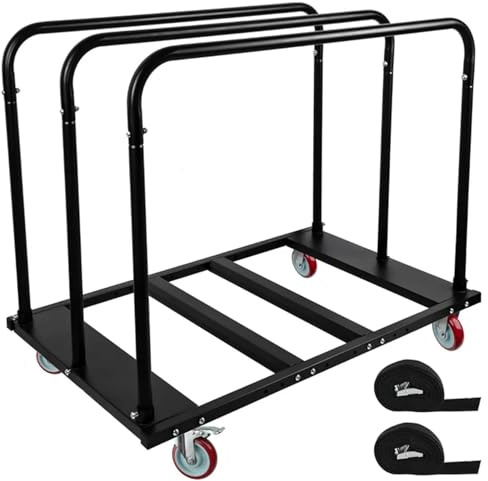 Heavy Duty Panel Dolly Cart, 1500 Lb Capacity Folding Table Cart with 5 Swivel Wheels, 36x24 in Platform for Drywall, Sheetrock, Plywood, Lumber – Garage & Warehouse Use