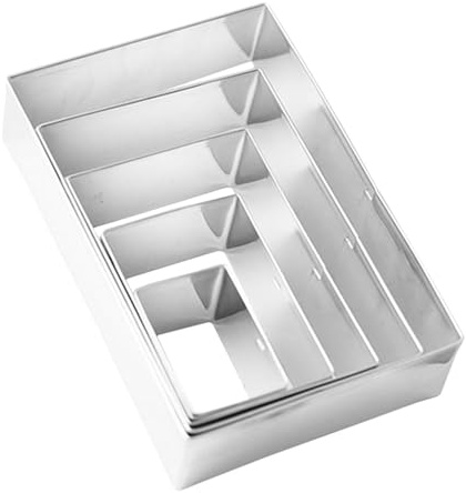HAKIDZEL Utensili Tagliabiscotti Rettangolari in Acciaio Inox Set da 5 per Dolci da Forno 4.53 X 2.95 X 0.98 Pollici Adatti a Pasticceria Casalinga e Creativa