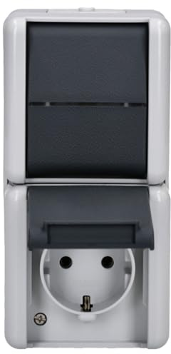 Jung 876 W Kombination 876W Schalter-Steckdose, Grau