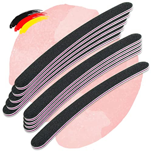ND24 NailDesign® Nagelfeilen für Gelnägel und Naturnägel 10er Set – Feine 100/180 Profi Feilen für Nägel – Hochwertige Feile für Nageldesign & Modellage – Professionelle Nagel Feilen gerade